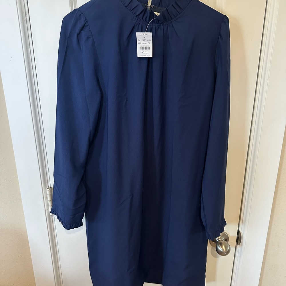 NWT J Crew Elegant Blue Long-Sleeve Dress